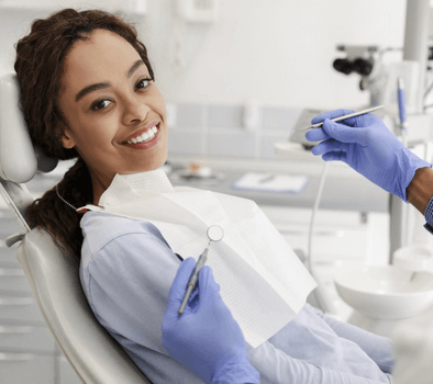 woman sitting in a dental clinic